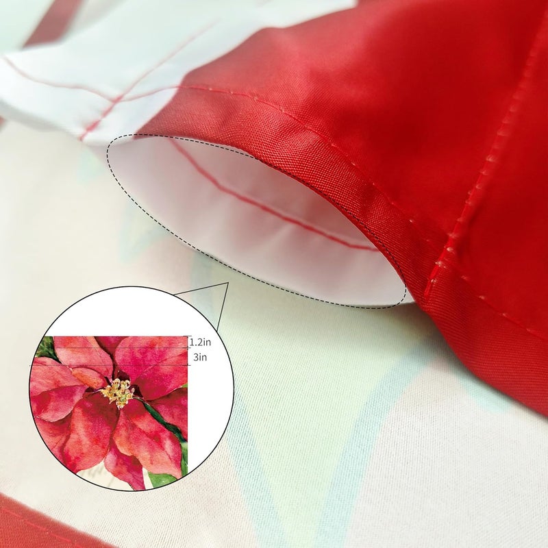 SUNWISHA Poinsettia Christmas Curtain Valances Set, Upper & Lower Curtains,52'' L x 18'' W & 36'' L x 26'' W, Holiday Bedroom Decoration, Kitchen Windows Decor, 3 Piece Set, Red - Image 4